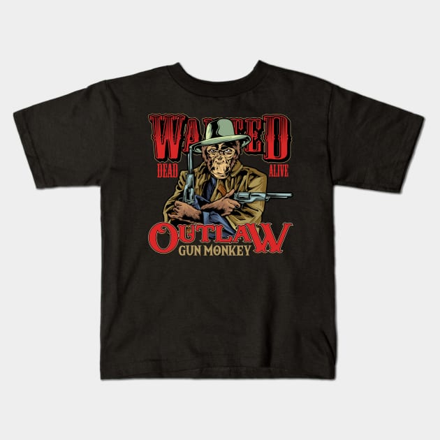 Outlaw Monkey Wales Kids T-Shirt by Wooly Bear Designs